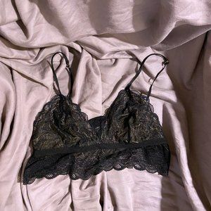 Madewell Lace Liana Longline Bra in Black